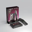 Formuler Z12 Ultra packaging, media player and BT3 backlit remote control on gray background
